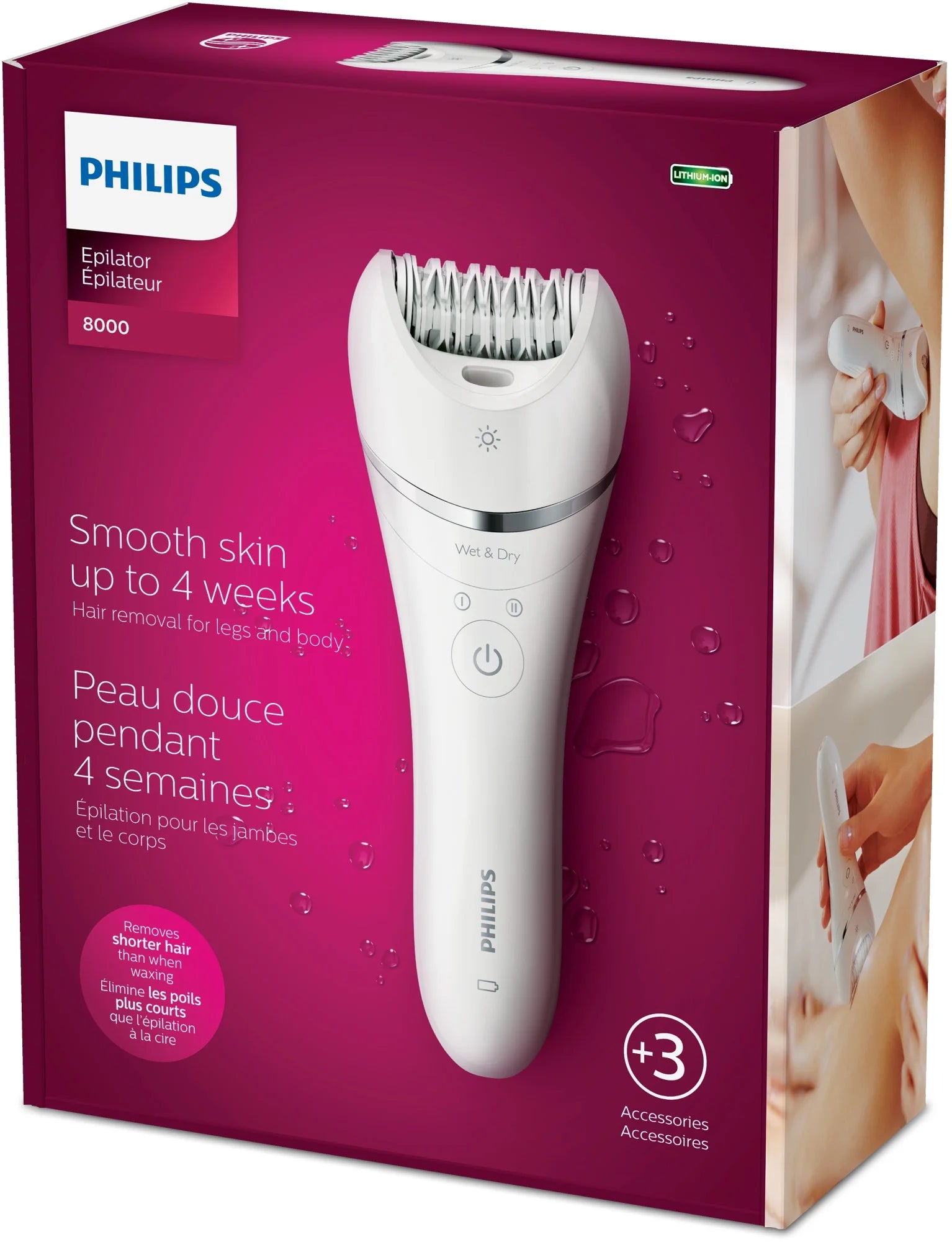 Epilator Series 8000 for Women, with 3 Accessories, BRE700/04