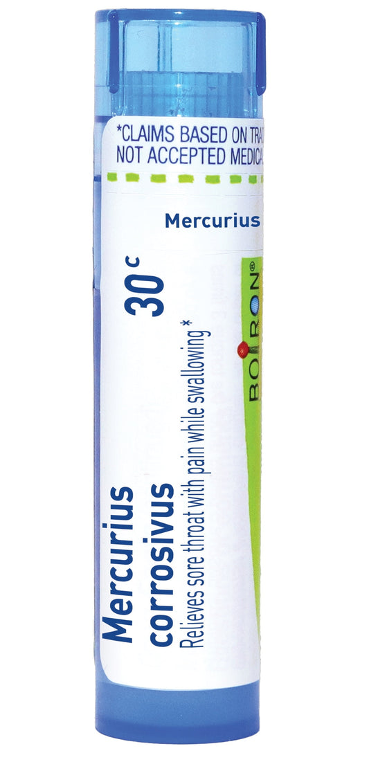 Mercurius Corrosivus 30C, Homeopathic Medicine for Sore Throat with Pain While Swallowing, 80 Pellets