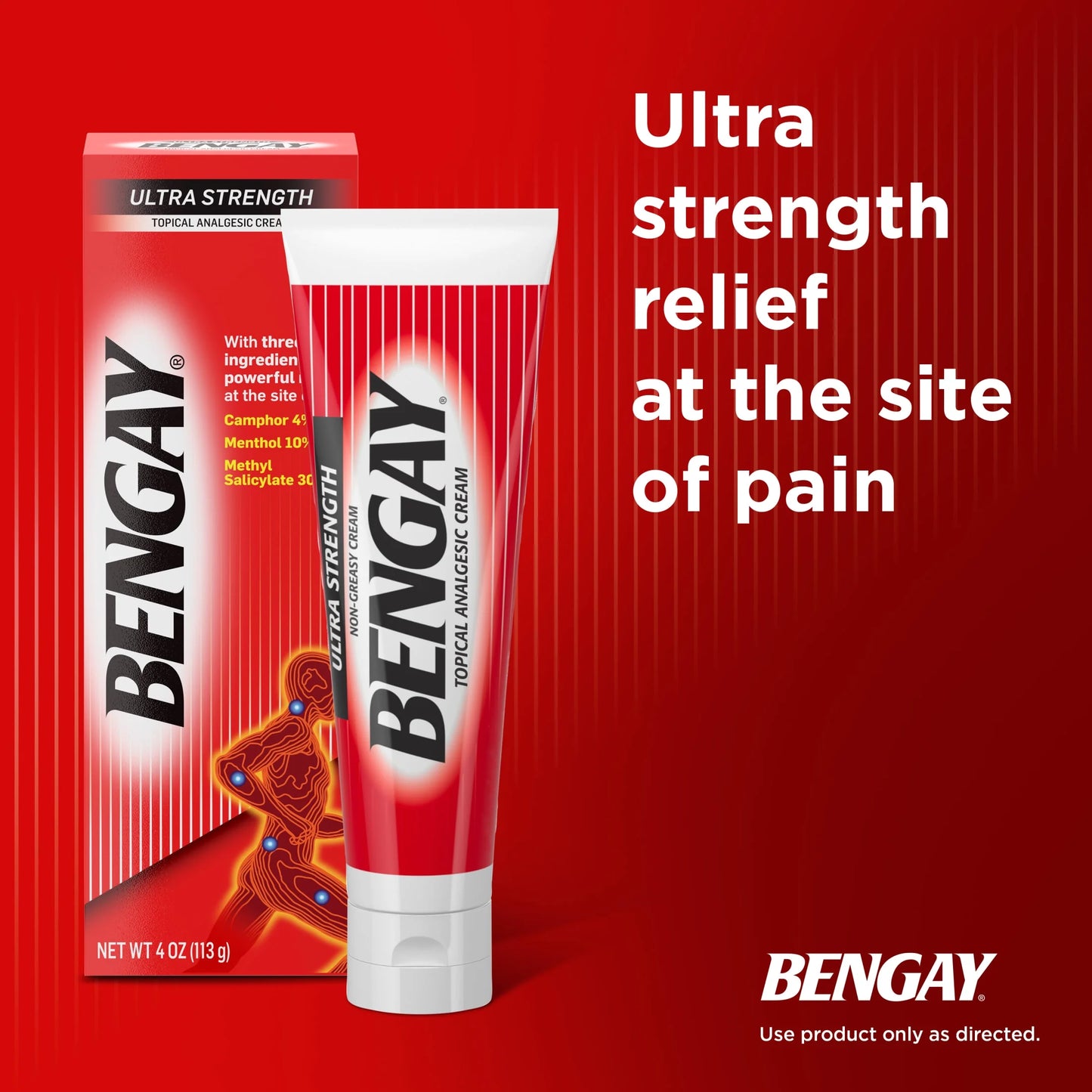 (2 Pack) Ultra Strength  Non-Greasy Topical Pain Relief Cream, 4 Oz