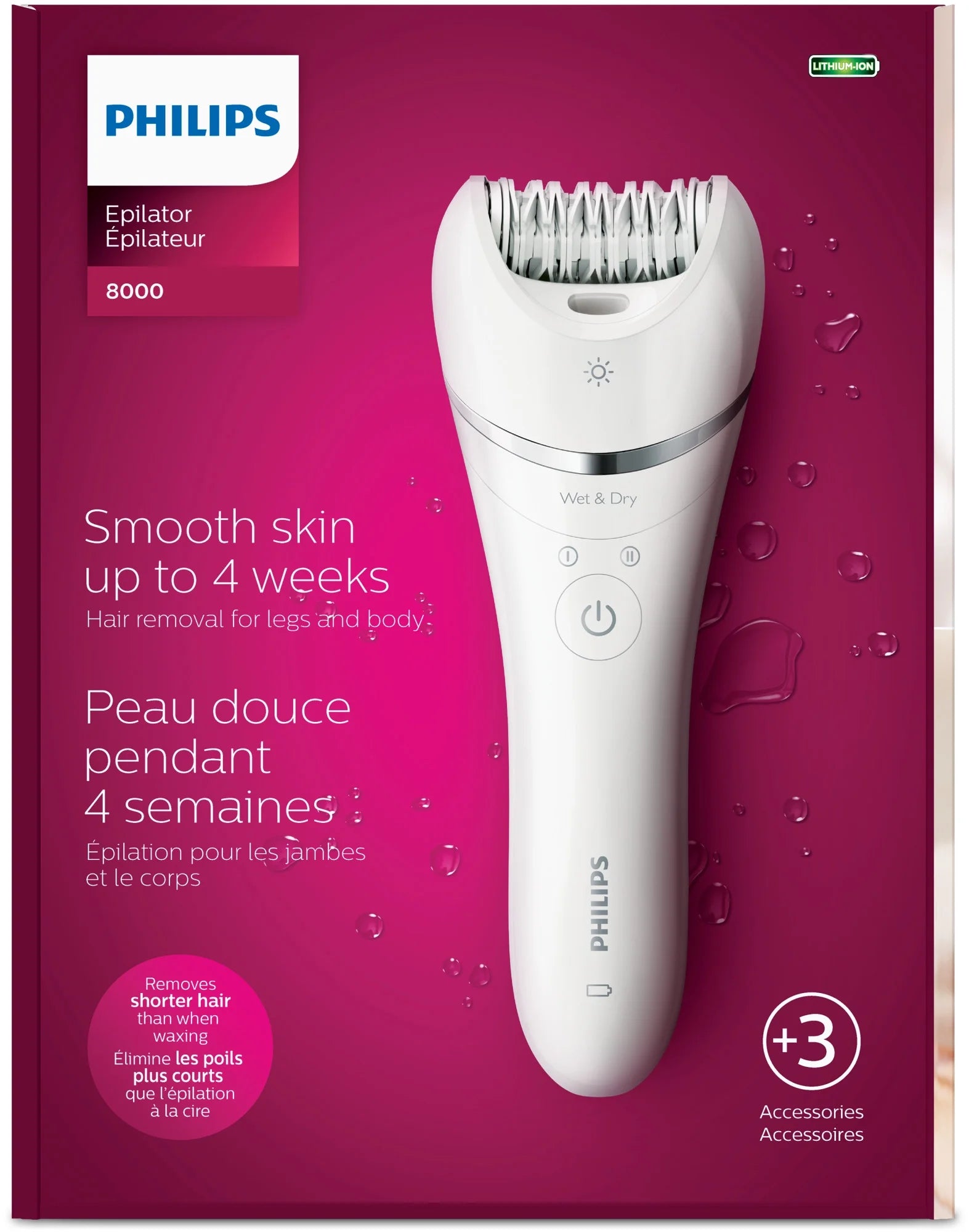 Epilator Series 8000 for Women, with 3 Accessories, BRE700/04